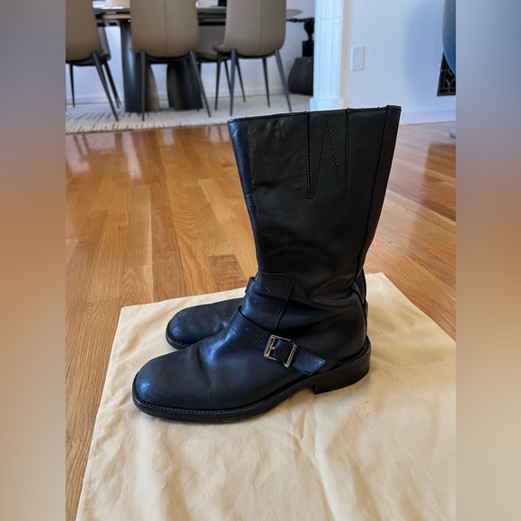 Gucci Black Leather Mid-Calf Motorcycle Boot - Picture 2 of 6